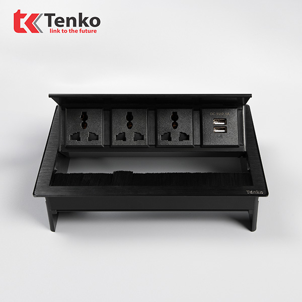 Hộp Ổ Cắm Điện Âm Bàn Tenko TK-N06-02 Màu Bạc